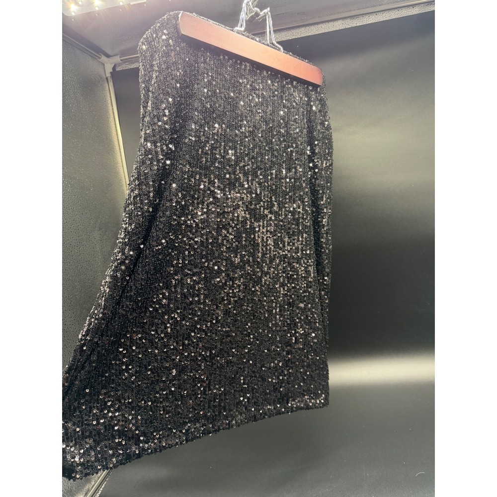 Cable & Gauge Womens Black Sequin Skirt Size Small Party Shiny